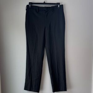 Men's Black/Gray Subtle Plaid Flat Front Lightweight Dress Pants/Slacks